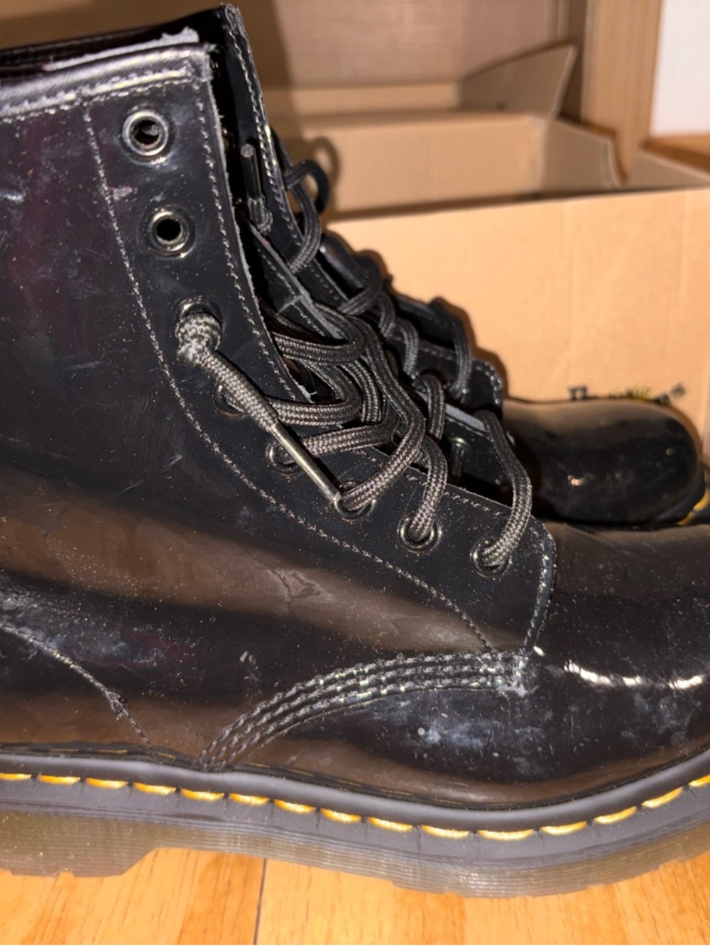 Dr. Martens 1460 Black Patent Leather Lamper Boots - Picture 3 of 8